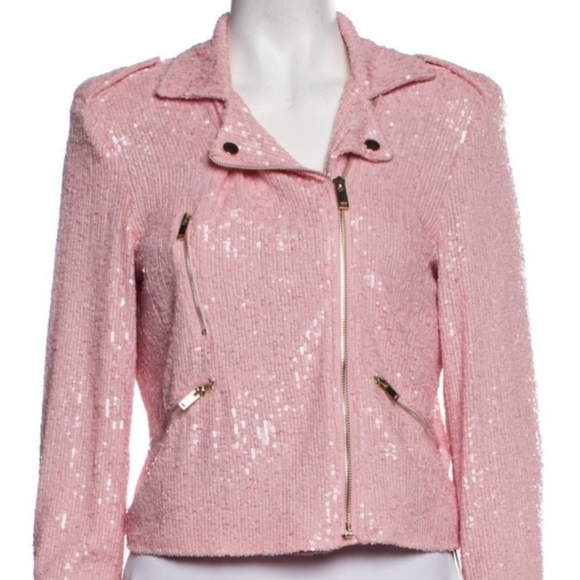 Generation Love Pink Sequin Moto Jacket Size XS - Picture 3 of 4